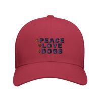 Load image into Gallery viewer, Cranberry - Peace Love Dogs trucker hat, front view on white
