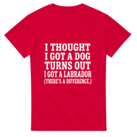 Load image into Gallery viewer, Red - I Thought I Got a Dog tee, plain front view on white
