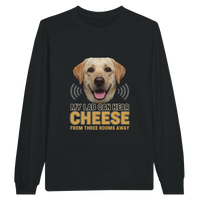 Load image into Gallery viewer, Black - My Lab Can Hear Cheese long sleeve tee, plain front view on white
