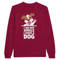 Load image into Gallery viewer, Cardinal Red - I Am Not Single I Have A Dog long sleeve tee, plain front view on white
