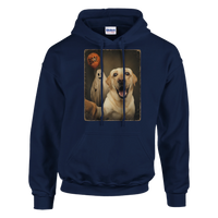 Load image into Gallery viewer, Navy - Ghost Selfie Boo Dog hoodie, plain front view on white
