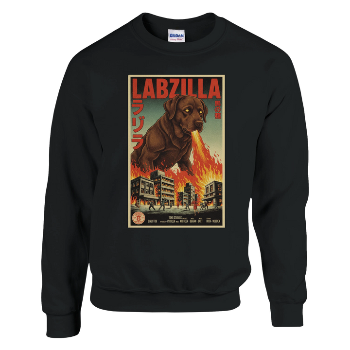 Black - Labzilla sweatshirt, plain front view on white