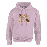 Load image into Gallery viewer, Light Pink - Easily Distracted by Dogs and Books hoodie, plain front view on white
