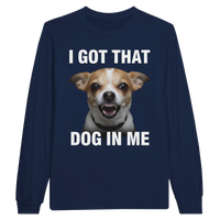 Load image into Gallery viewer, Navy - I Got That Dog In Me long sleeve tee, plain front view on white
