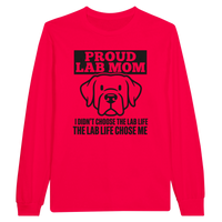 Load image into Gallery viewer, Red - Proud Lab Mom long sleeve tee, plain front view on white
