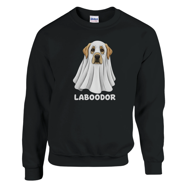 Black - Laboodor Halloween sweatshirt, plain front view on white