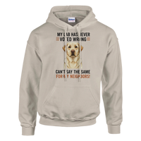 Load image into Gallery viewer, Sand - My Lab Never Voted Wrong hoodie, plain front view on white
