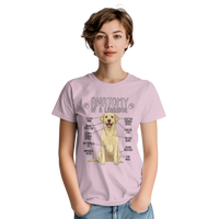 Load image into Gallery viewer, Light Pink - Anatomy of a Yellow Labrador tee, worn by a woman, plain light background
