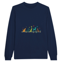 Load image into Gallery viewer, Navy - Mid-Century Modern Dogs long sleeve tee, plain front view on white
