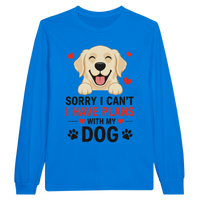 Load image into Gallery viewer, Royal - Sorry I Can't I Have Plans With My Dog long sleeve tee, plain front view on white
