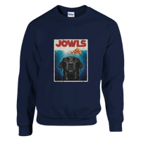 Load image into Gallery viewer, Navy - Jowls Black Lab sweatshirt, plain front view on white
