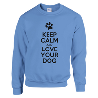 Load image into Gallery viewer, Carolina Blue - Keep Calm and Love Your Dog sweatshirt, plain front view on white
