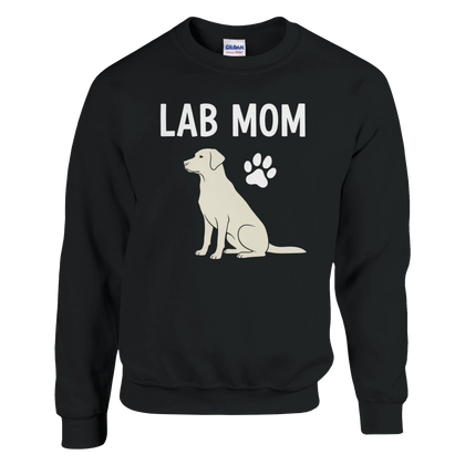 Black - Lab Mom sweatshirt, plain front view on white