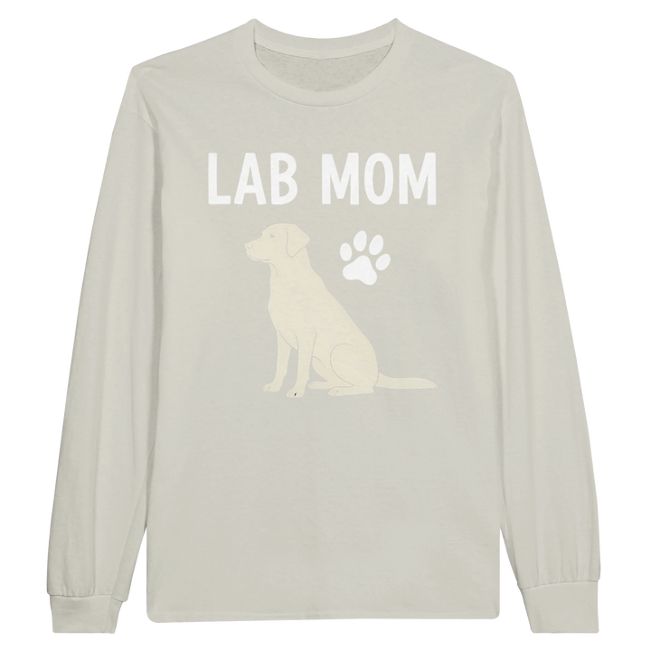 Ash - Lab Mom long sleeve tee, plain front view on white