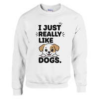 Load image into Gallery viewer, White - I Just Really Like Dogs sweatshirt, plain front view on white
