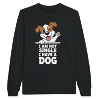 Load image into Gallery viewer, Black - I Am Not Single I Have A Dog long sleeve tee, plain front view on white
