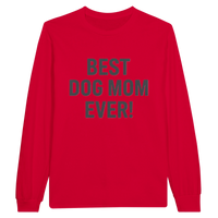 Load image into Gallery viewer, Red - Best Dog Mom Ever long sleeve tee, plain front view on white
