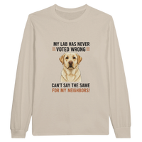 Load image into Gallery viewer, Sand - My Lab Never Voted Wrong long sleeve tee, plain front view on white
