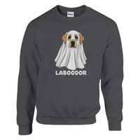 Load image into Gallery viewer, Dark Heather - Laboodor Halloween sweatshirt, plain front view on white
