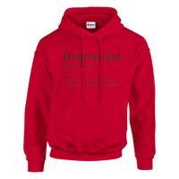 Load image into Gallery viewer, Red - Dogtrovert hoodie, plain front view on white

