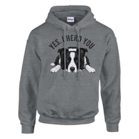 Load image into Gallery viewer, Sport Grey - Yes I Herd You Border Collie hoodie, plain front view on white
