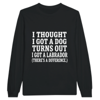 Load image into Gallery viewer, Black - I Thought I Got a Dog long sleeve tee, plain front view on white
