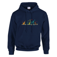 Load image into Gallery viewer, Navy - Mid-Century Modern Dogs hoodie, plain front view on white
