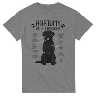 Load image into Gallery viewer, Sport Grey - Anatomy of a Black Labrador tee, plain front view on white
