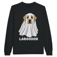 Load image into Gallery viewer, Black - Laboodor Halloween long sleeve tee, plain front view on white
