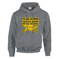 Load image into Gallery viewer, Sport Grey - Yellow Lab Chaos Level hoodie, plain front view on white
