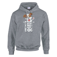 Load image into Gallery viewer, Graphite Heather - I Am Not Single I Have A Dog hoodie, plain front view on white
