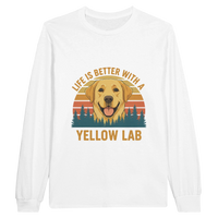 Load image into Gallery viewer, White - Life Is Better With a Yellow Lab long sleeve tee, plain front view on white
