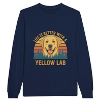 Load image into Gallery viewer, Navy - Life Is Better With a Yellow Lab long sleeve tee, plain front view on white
