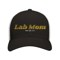 Load image into Gallery viewer, Black/White - Lab Mom trucker hat, front view on white
