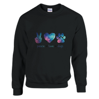 Load image into Gallery viewer, Black - Peace Love Dogs sweatshirt, plain front view on white
