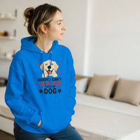 Load image into Gallery viewer, Royal - Sorry I Can't I Have Plans With My Dog hoodie, worn by a woman sitting on a couch in a living room
