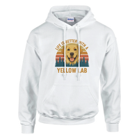Load image into Gallery viewer, White - Life Is Better With a Yellow Lab hoodie, plain front view on white

