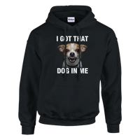 Load image into Gallery viewer, Black - I Got That Dog In Me hoodie, plain front view on white
