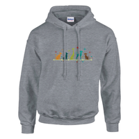 Load image into Gallery viewer, Graphite Heather - Mid-Century Modern Dogs hoodie, plain front view on white
