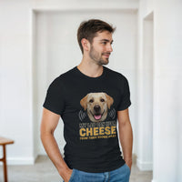 Load image into Gallery viewer, Black - My Lab Can Hear Cheese tee, worn by a man in a bright room
