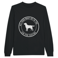 Load image into Gallery viewer, Black - Lab For Testing long sleeve tee, plain front view on white
