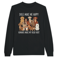 Load image into Gallery viewer, Black - Dogs Make Me Happy long sleeve tee, plain front view on white
