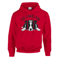Load image into Gallery viewer, Red - Yes I Herd You Border Collie hoodie, plain front view on white
