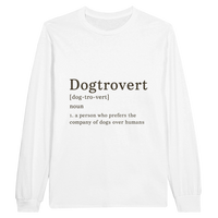 Load image into Gallery viewer, White - Dogtrovert long sleeve tee, plain front view on white
