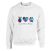 Load image into Gallery viewer, White - Peace Love Dogs sweatshirt, plain front view on white
