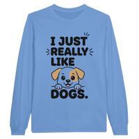 Load image into Gallery viewer, Carolina Blue - I Just Really Like Dogs long sleeve tee, plain front view on white
