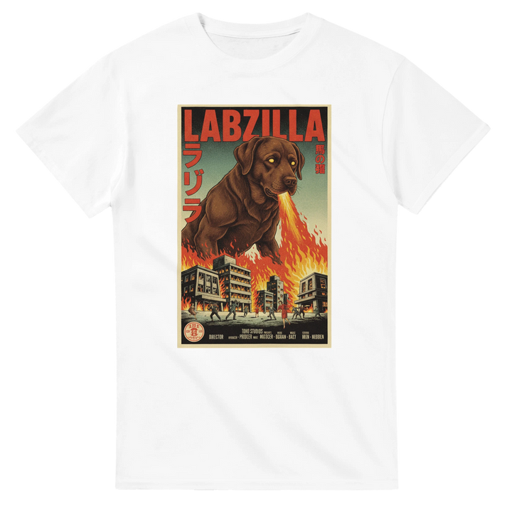 White - Labzilla tee, plain front view on white