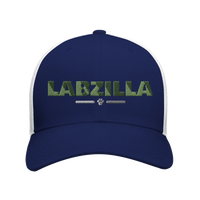 Load image into Gallery viewer, Navy/White - Labzilla trucker hat, front view on white
