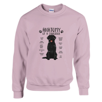 Load image into Gallery viewer, Light Pink - Anatomy of a Black Lab sweatshirt, plain front view on white

