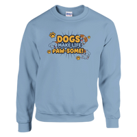 Load image into Gallery viewer, Light Blue - Dogs Make Life Paw-some sweatshirt, plain front view on white
